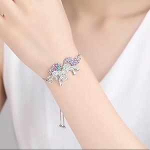 18k White Gold Rainbow Unicorn🦄 Diamond Bracelet.